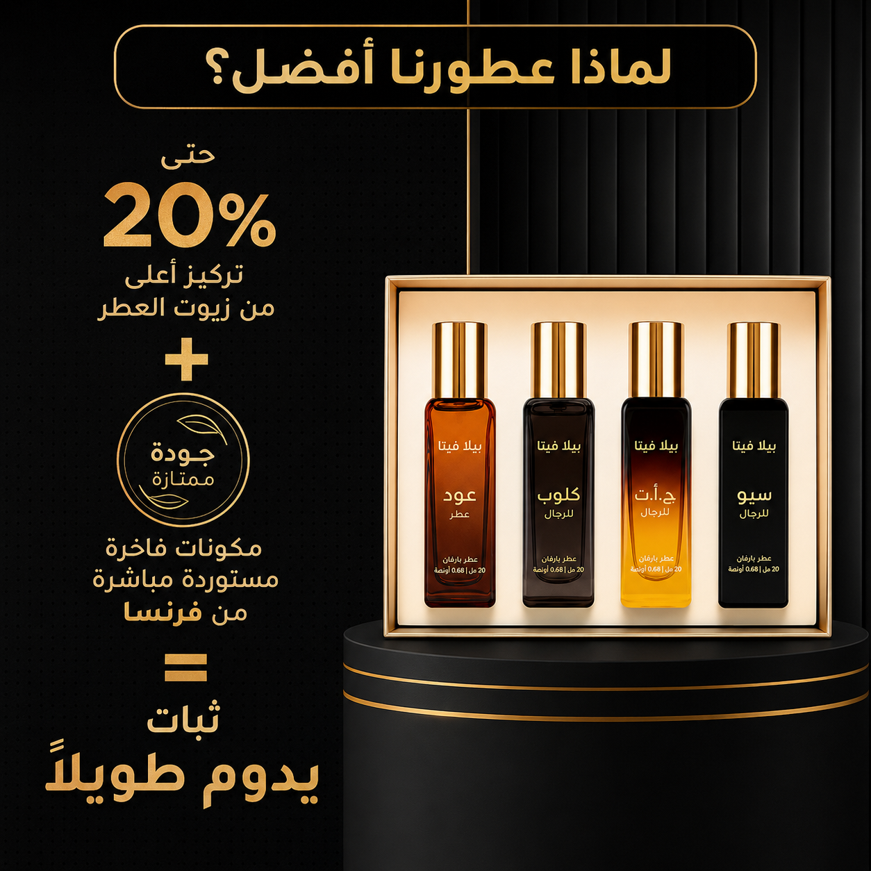 علبة واحدة تحتوي على أربعة عطور مميزة