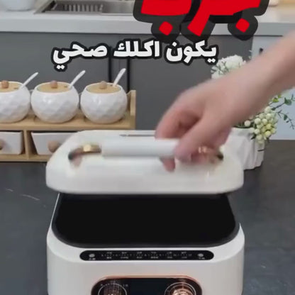 شواية كهربائية 10 في 1 مع وعاء طهي، طباخ متعدد الوظائف، مقلاة، قدر بخاري وشواية، سعة 2.5 لتر، 1800 واط